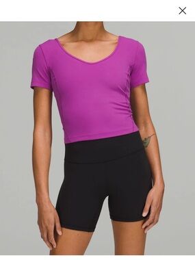 Lululemon align crop tee top t-shirt shirt pink size 6 lulu lululemen